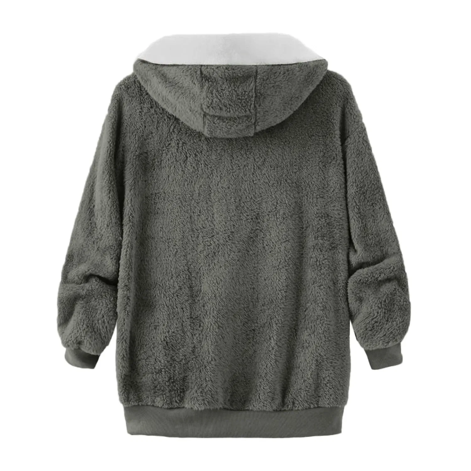 Женское зимнее пальто на флисовой подкладке с zip и капюшоном, Grigio-g — фото 4