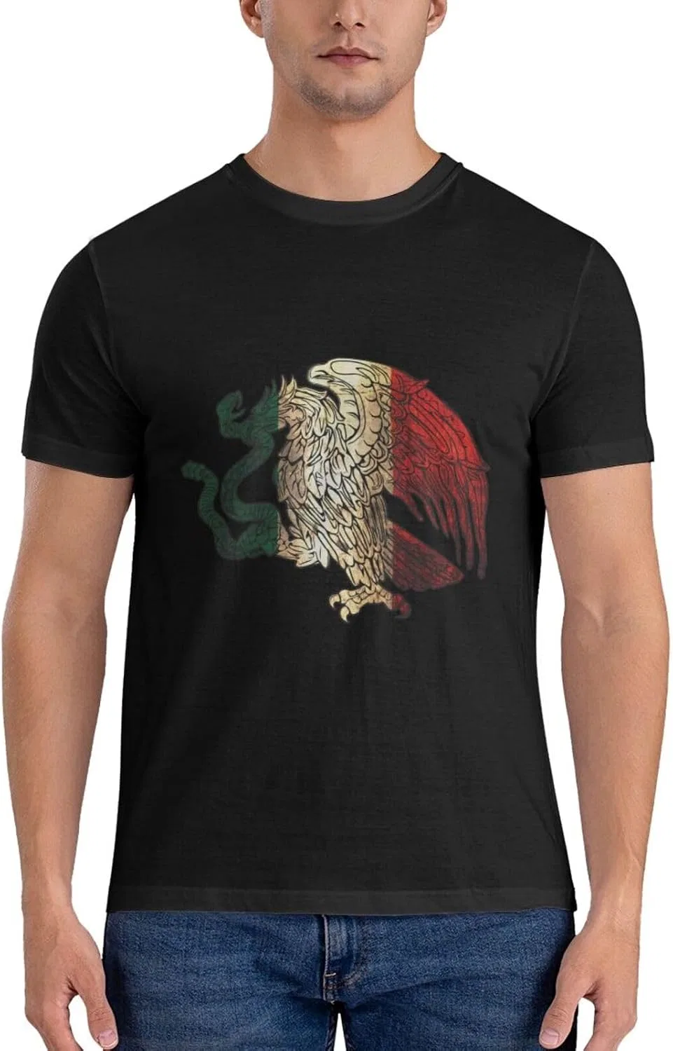 Мужская футболка с принтом Mexican Eagle, Regular Fit, Cotton, Black — фото 4