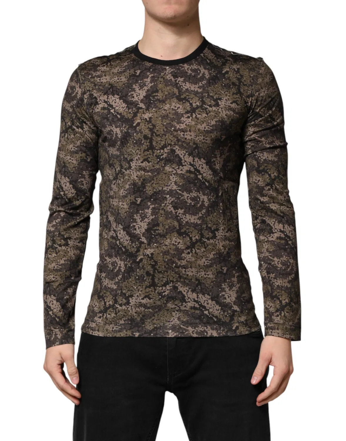 Мужской лонгслив с принтом камуфляж Multicolor Camouflage Dolce & Gabbana, Multicolor