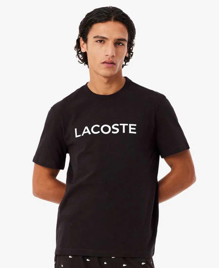 Мужской комплект пижамы с круглым вырезом и шортами Lacoste, Buffalo/White — фото 3