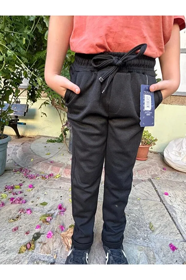 Детские спортивные штаны для мальчиков с карманами Terry, Black