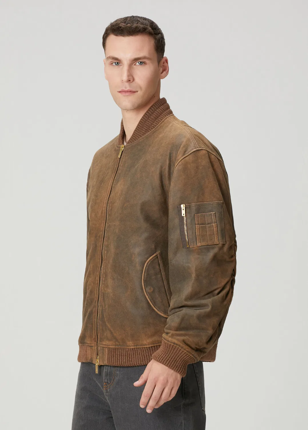 Куртка кожаная Golden Goose, brown — фото 3