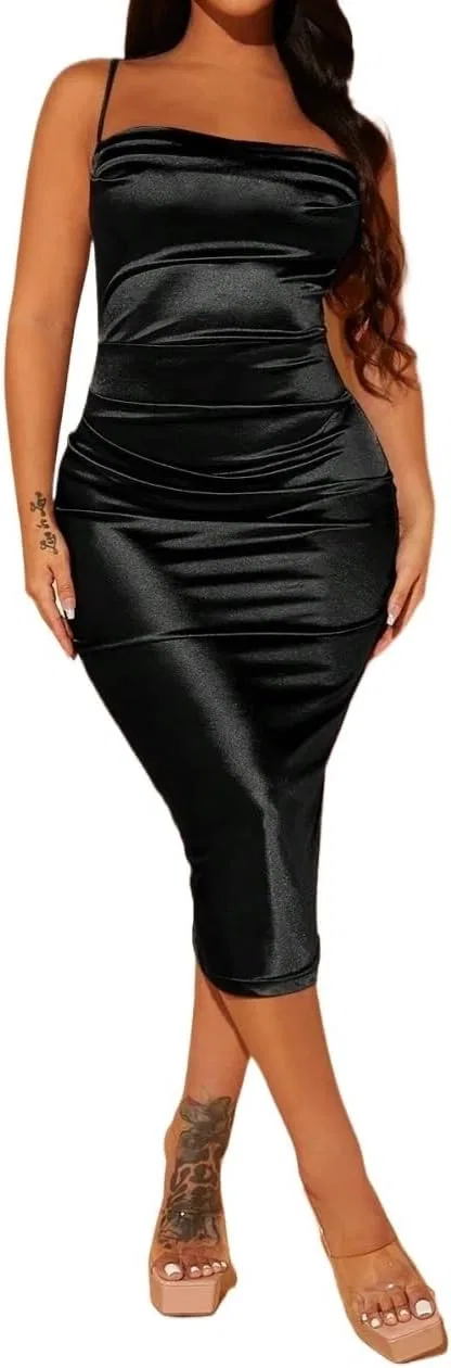 Женское миди-платье с запахом Bodycon, Black