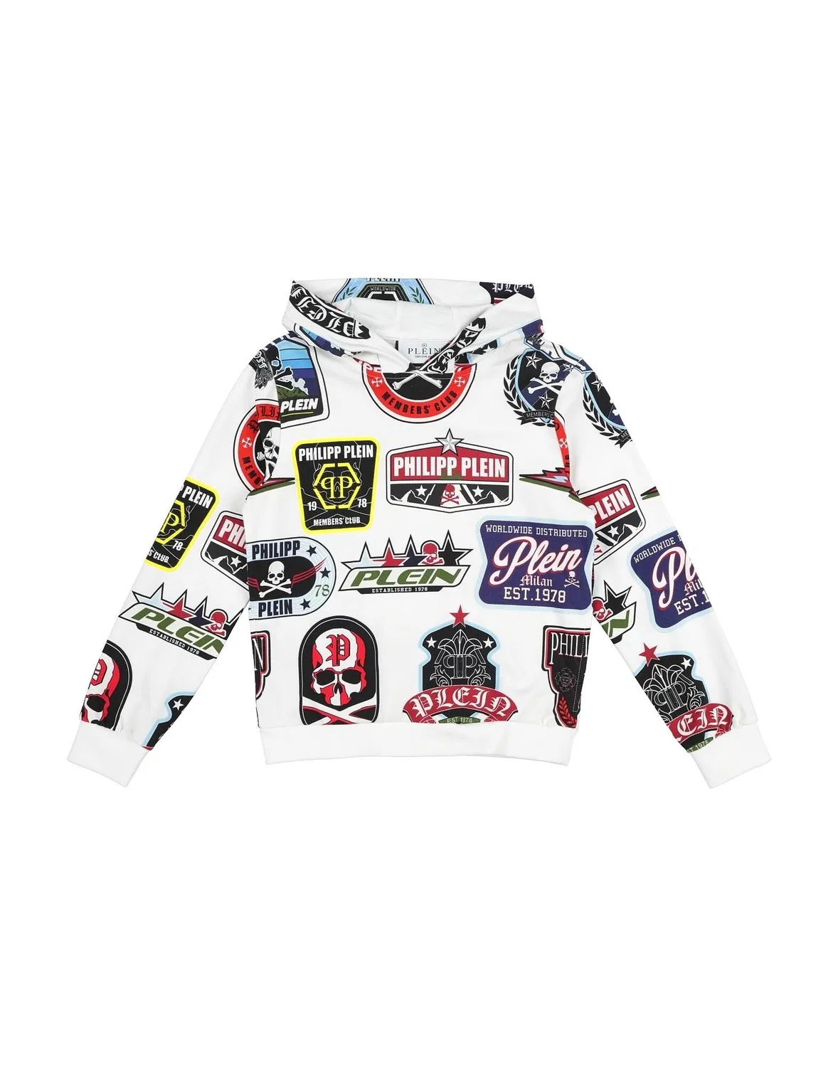 Детский свитшот с капюшоном Philipp Plein, белый