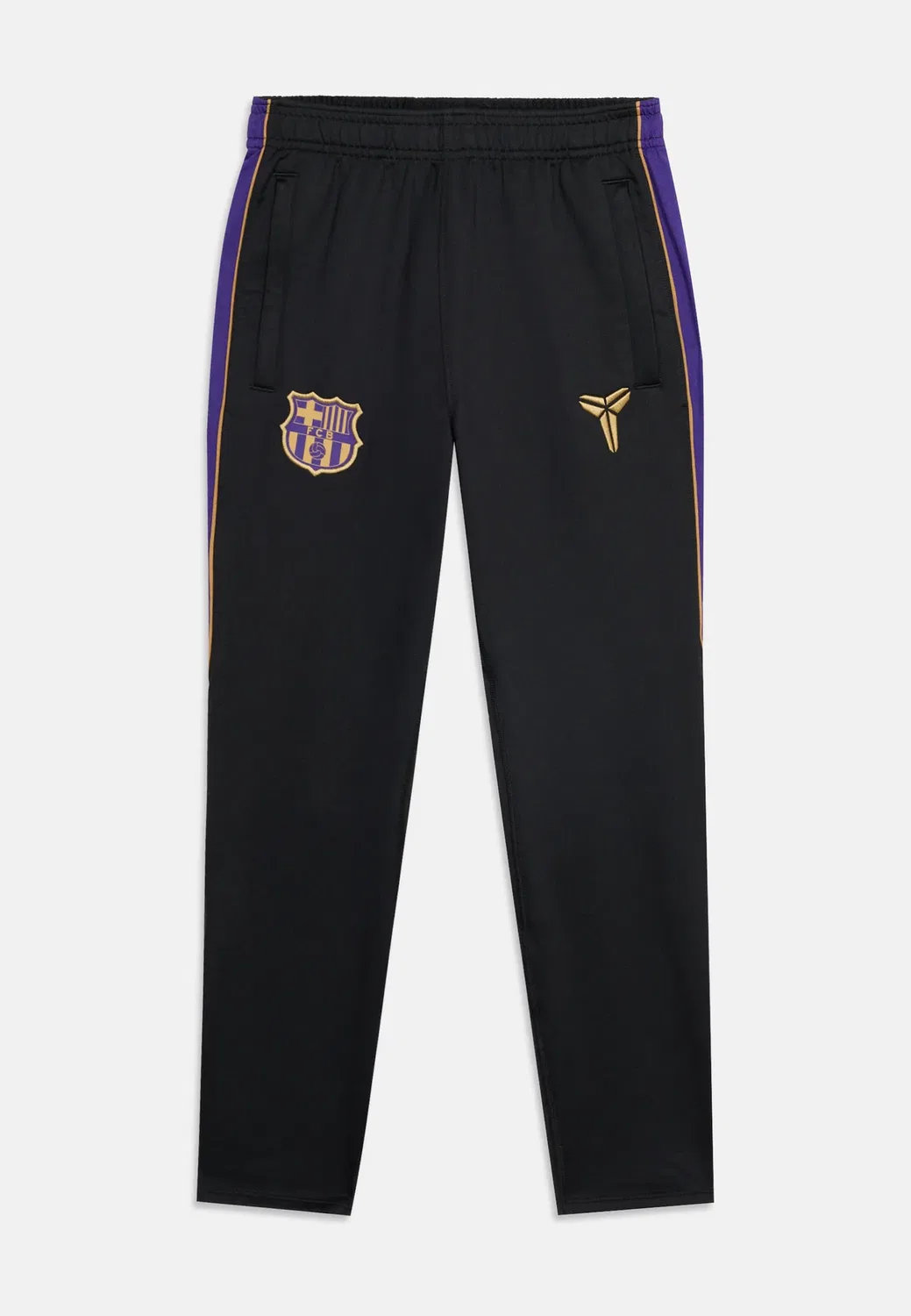 Брюки унисекс FC Barcelona Strike на молнии - клубная одежда Nike Performance, Black/Field Purple/Metallic Gold-Coloured