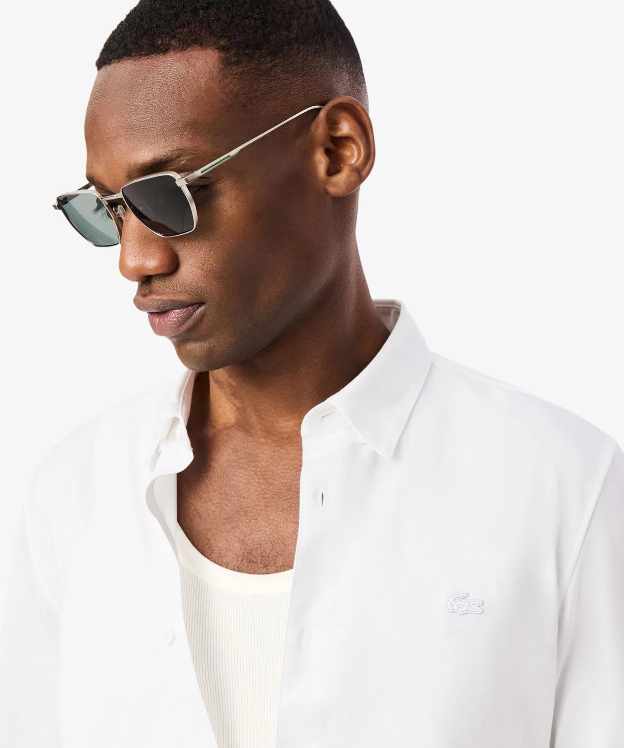 Мужская slim-fit рубашка с длинным рукавом белая LACOSTE, Белый — фото 3