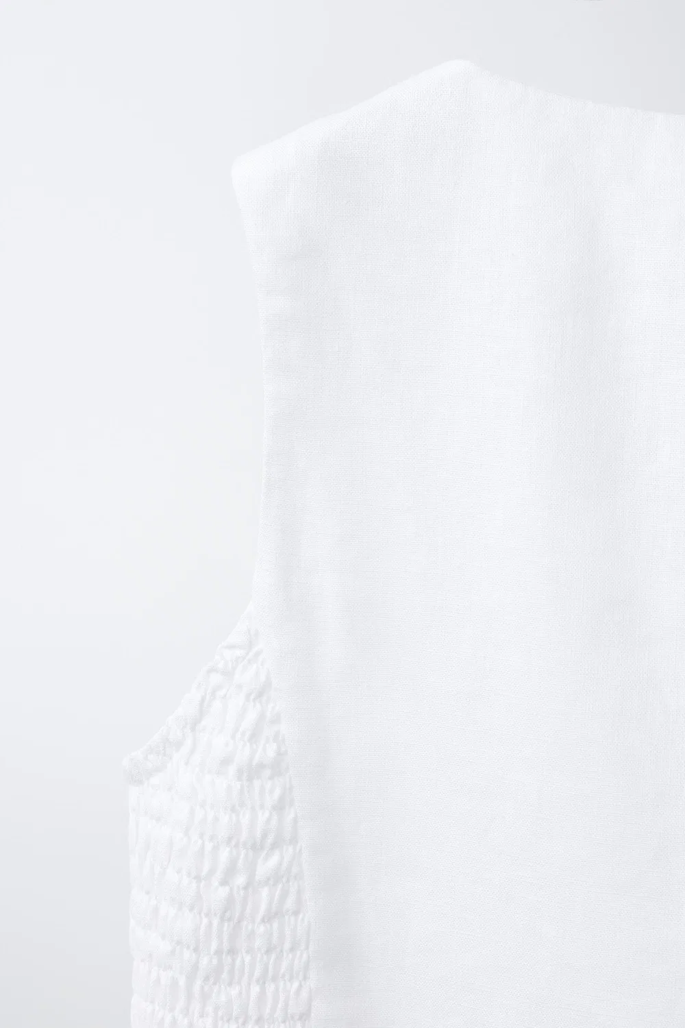 Жилет из смеси льна с эластичным поясом ZARA, Oyster-White — фото 4