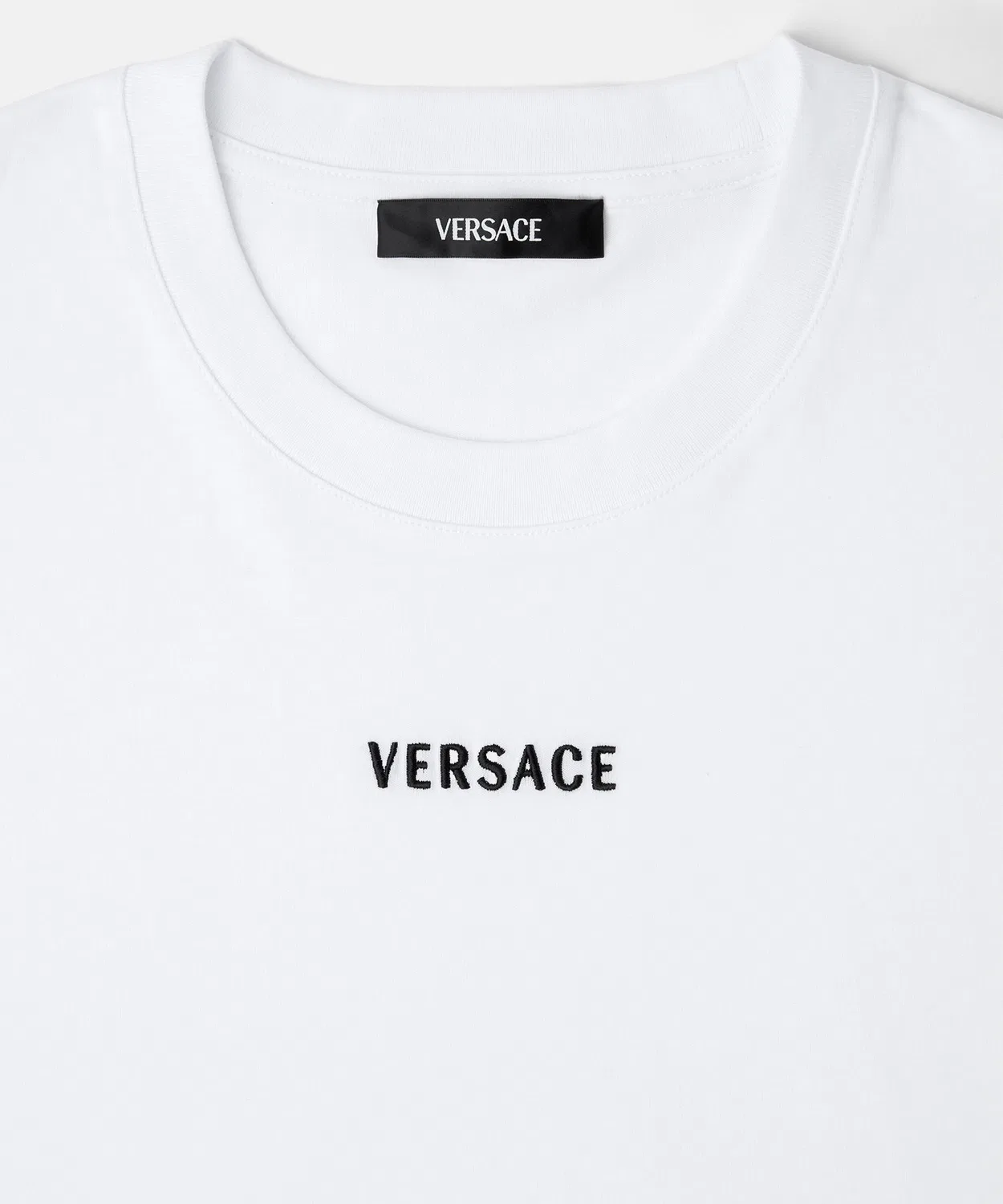 Мужская футболка с вышивкой из хлопкового джерси Slim Fit VERSACE, Black — фото 2