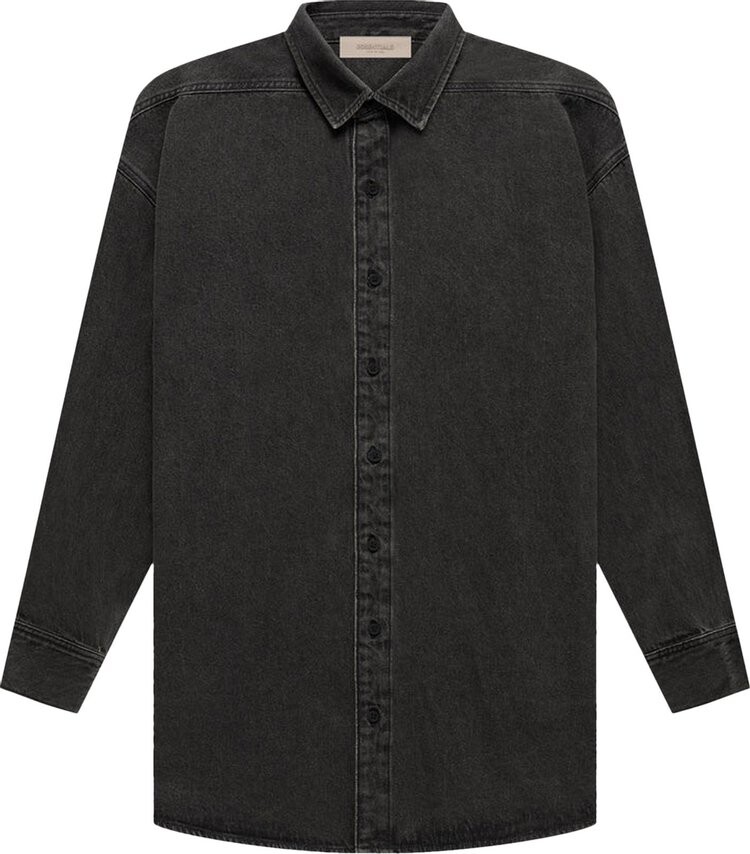 

Рубашка Fear of God Essentials Denim Long-Sleeve Shirt 'Black', черный