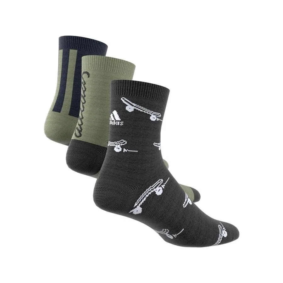 Носки спортивные хлопковые, 3 пары, adidas, Черно-хаки — фото 4