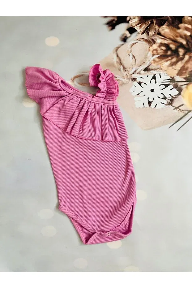 Детское боди для девочек с воланами Lilac Ruffled Single Shoulder Strap Snap Bodysuit Mini Kids Baby, Lilac