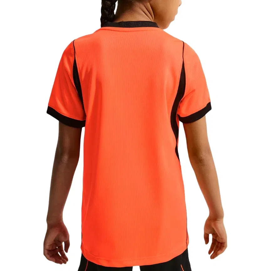 Детская футболка Nike Netherlands National Team 2026 Stadium Home Dri-FIT Soccer Jersey Hyper Crimson Black, оранжевый — фото 2