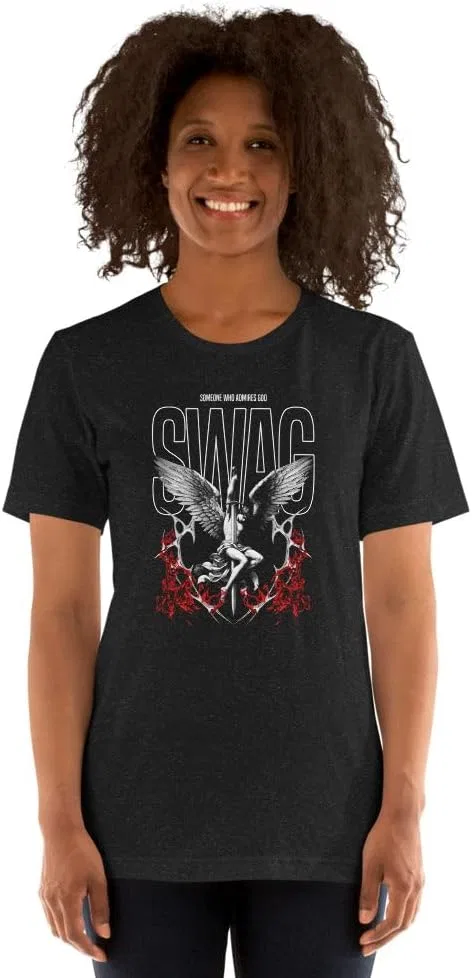 Мужская футболка с христианским принтом S.W.A.G., Black Heather