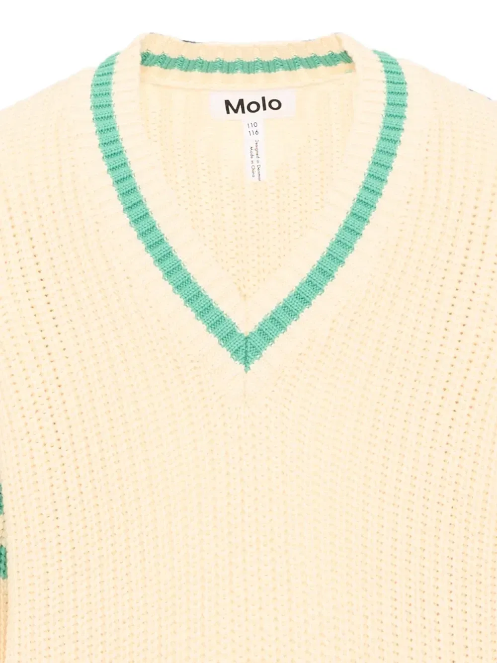 Свитер с V-образным вырезом Gail с полосатой делкой Molo, белый — фото 3