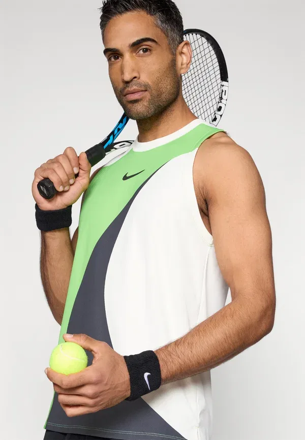 Топ теннисный Nikecourt Advantage Slam Tank Print, Nike Performance, Sail/Mean Green/Black, черный/зеленый — фото 4