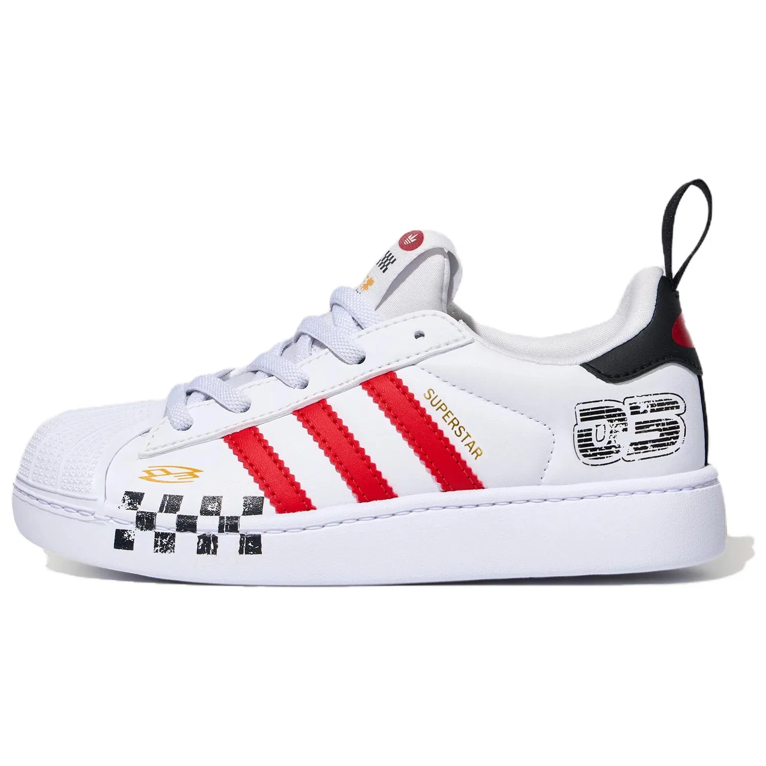 Детские кроссовки для скейтбординга SUPERSTAR Adidas Originals, White Light Scarlet Black