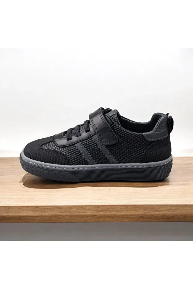 Детские туфли для девочек кожаные с ортопедической стелькой Jojo Kids, Black Gray — фото 2