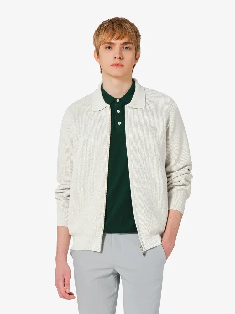 Кардиган с воротником-поло LACOSTE, Ivory