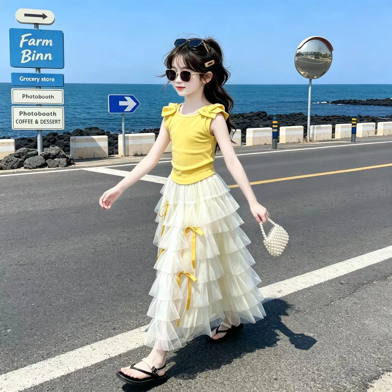 Детский комплект для девочек с коротким рукавом Two Piece Skirt Sets YALU — фото 4