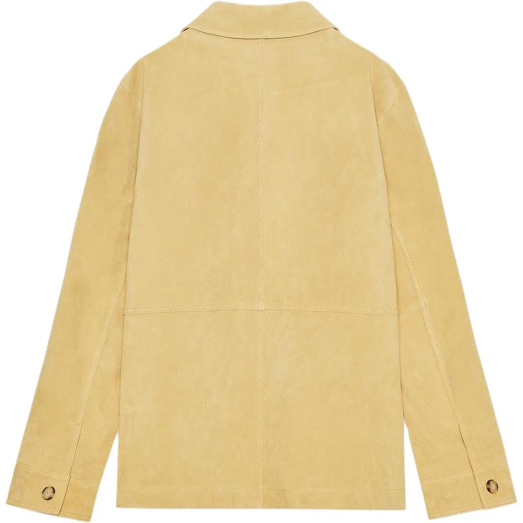 Женская кожаная куртка с лацканами Light Pink ZARA, Светло-розовый — фото 3