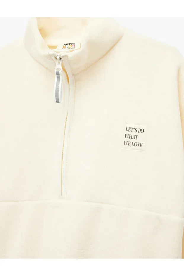 Детское для девочек свитшот с принтом Printed half zippered ecru girls' sweatshirt 6wkg10147ak Koton, 010 — фото 3