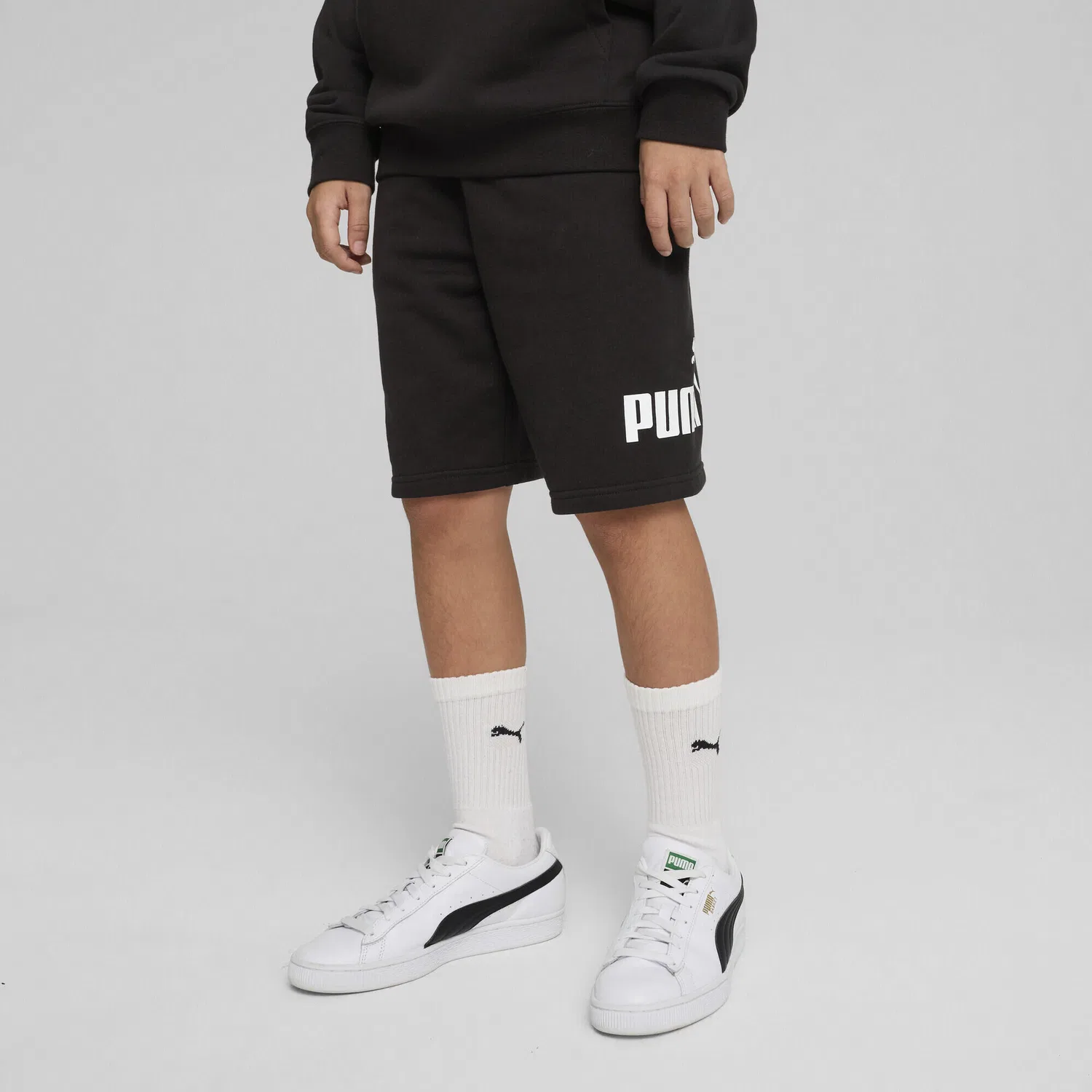 Детские шорты с принтом ESS No. 1 Logo Shorts Jungen Puma, Schwarz Aschgrau — фото 2