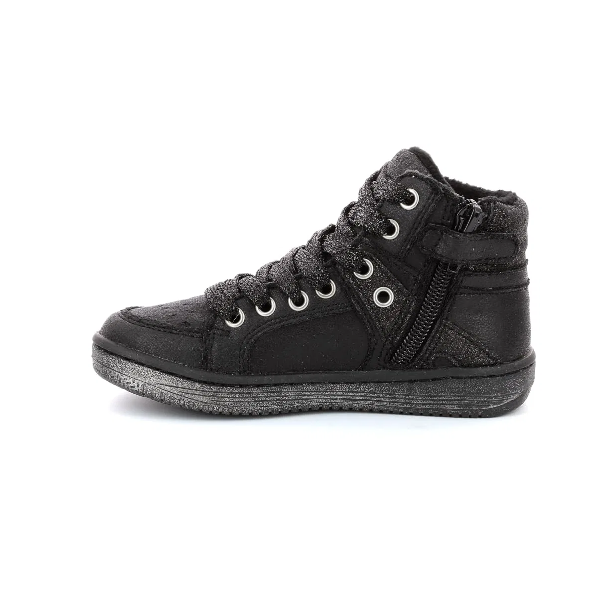 Детские кроссовки с высоким верхом Lowell Kickers, Polished Black — фото 4