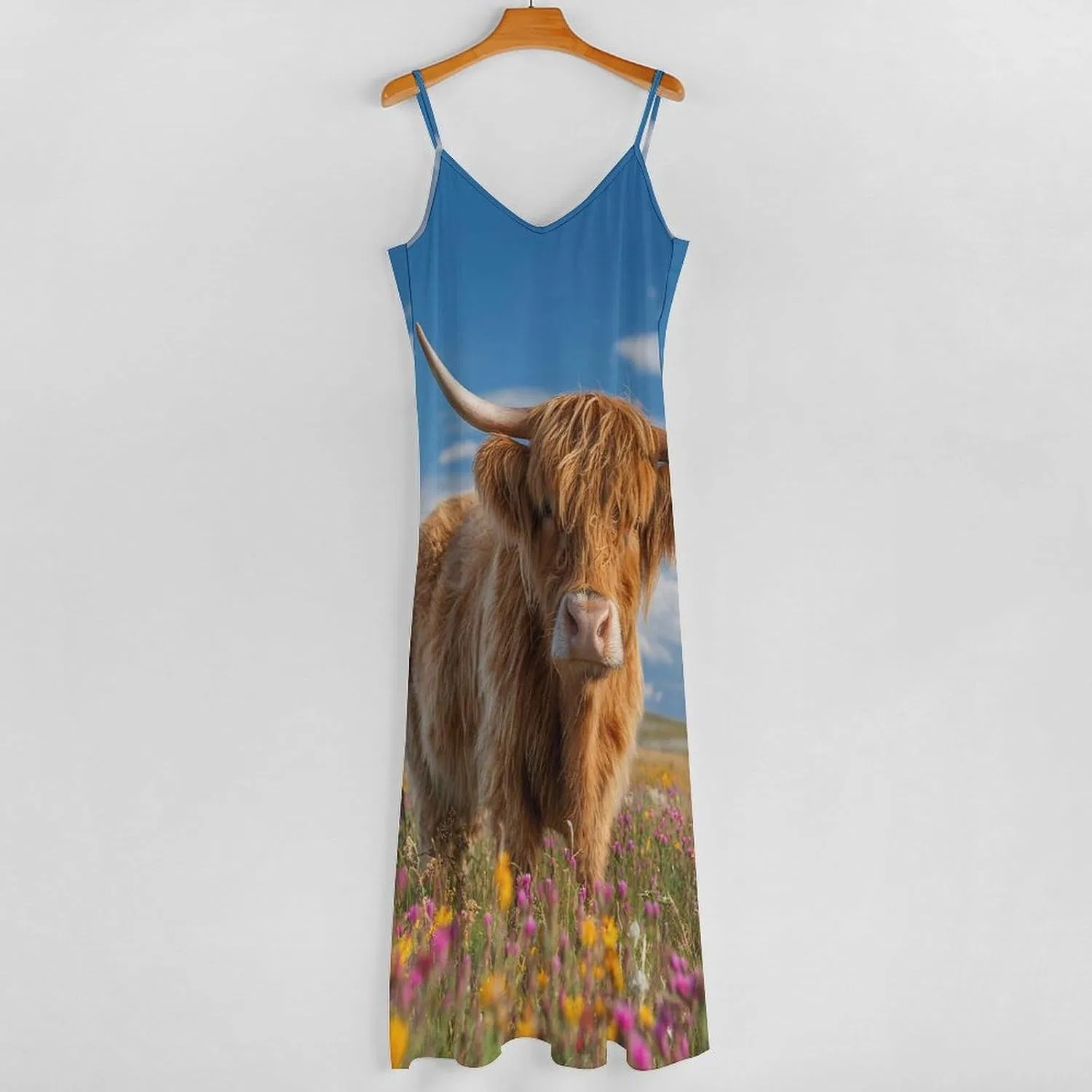 Женское пляжное платье-макси с регулируемыми бретелями Highland Cow Flowers, Style — фото 4