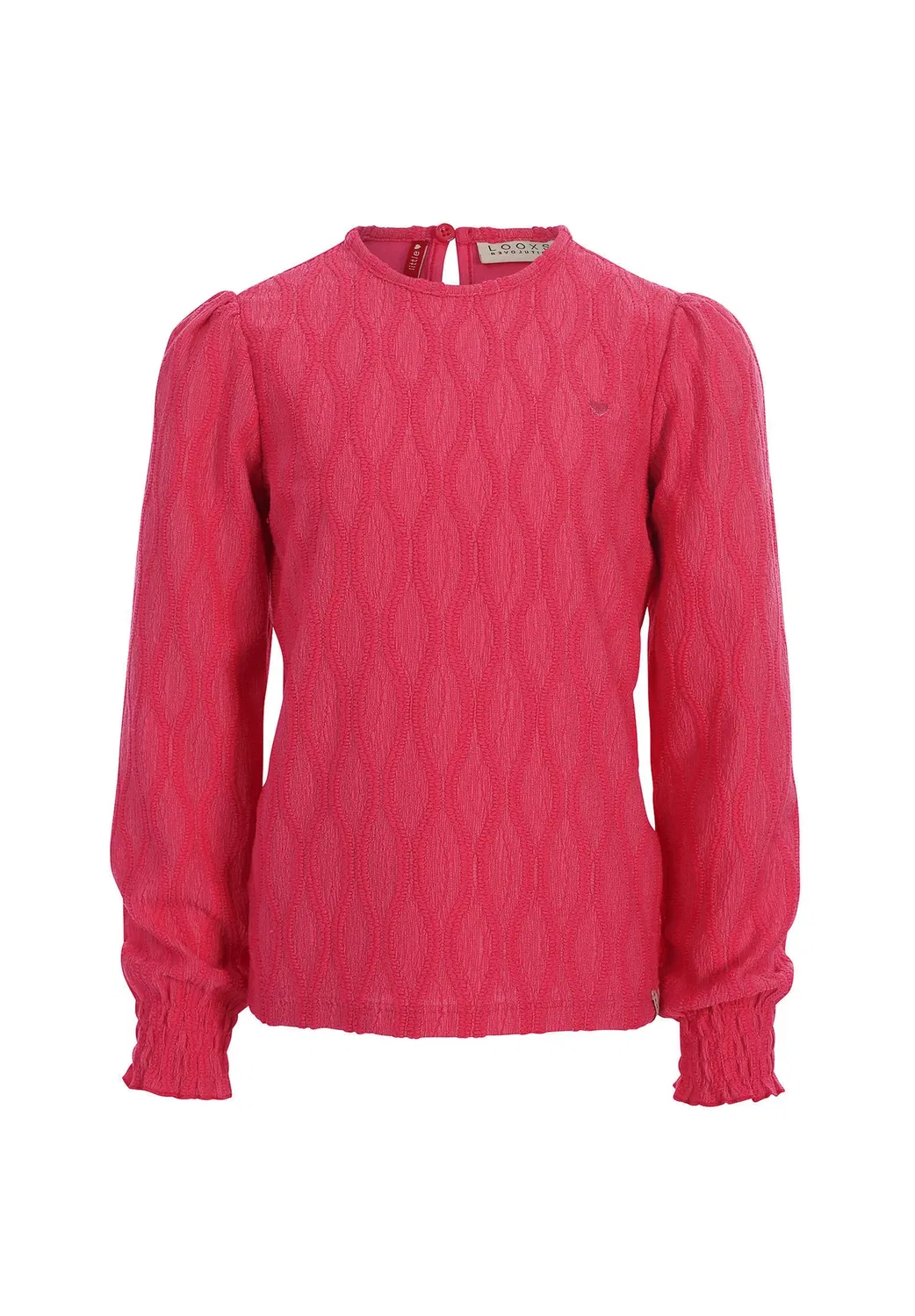 Кружевной топ ярко-розового цвета - блузка Looxs Revolution, Fuchsia — фото 3