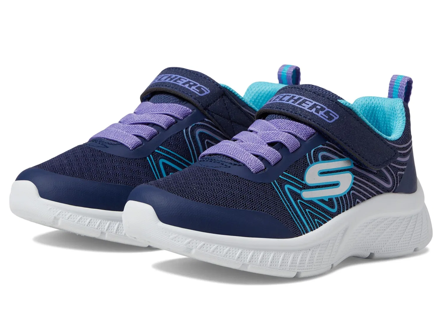 Детские кроссовки для мальчиков с принтом Skechers, Navy Synthetic Multi Trim — фото 2