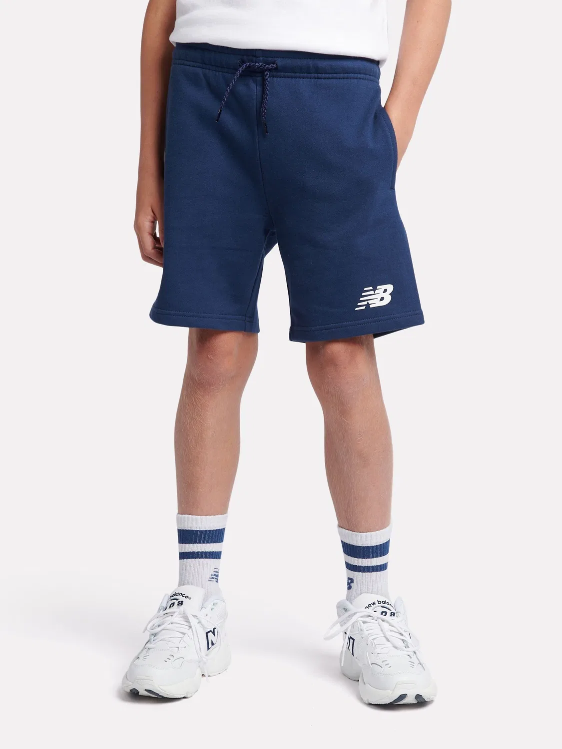 Шорты из французского терри с логотипом New Balance, синие