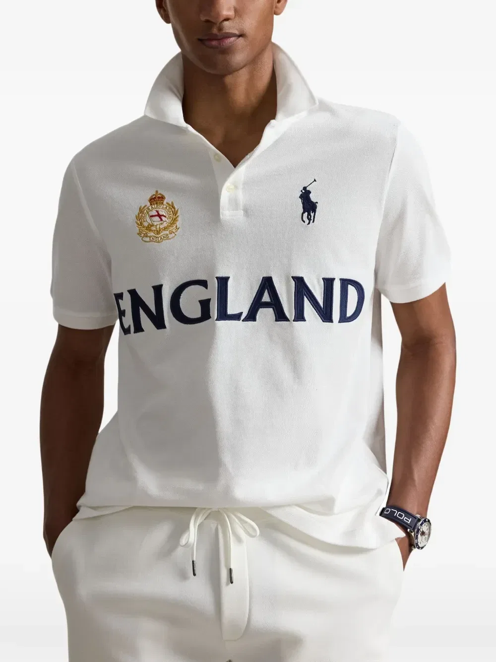 Рубашка-поло Polo Pony England с вышивкой Polo Ralph Lauren, белый — фото 2