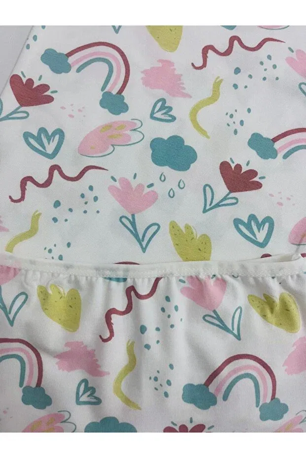 Детский комплект из топа и шорт для девочек с принтом Rainbow Flower Elmas Kids, Nude Color — фото 4