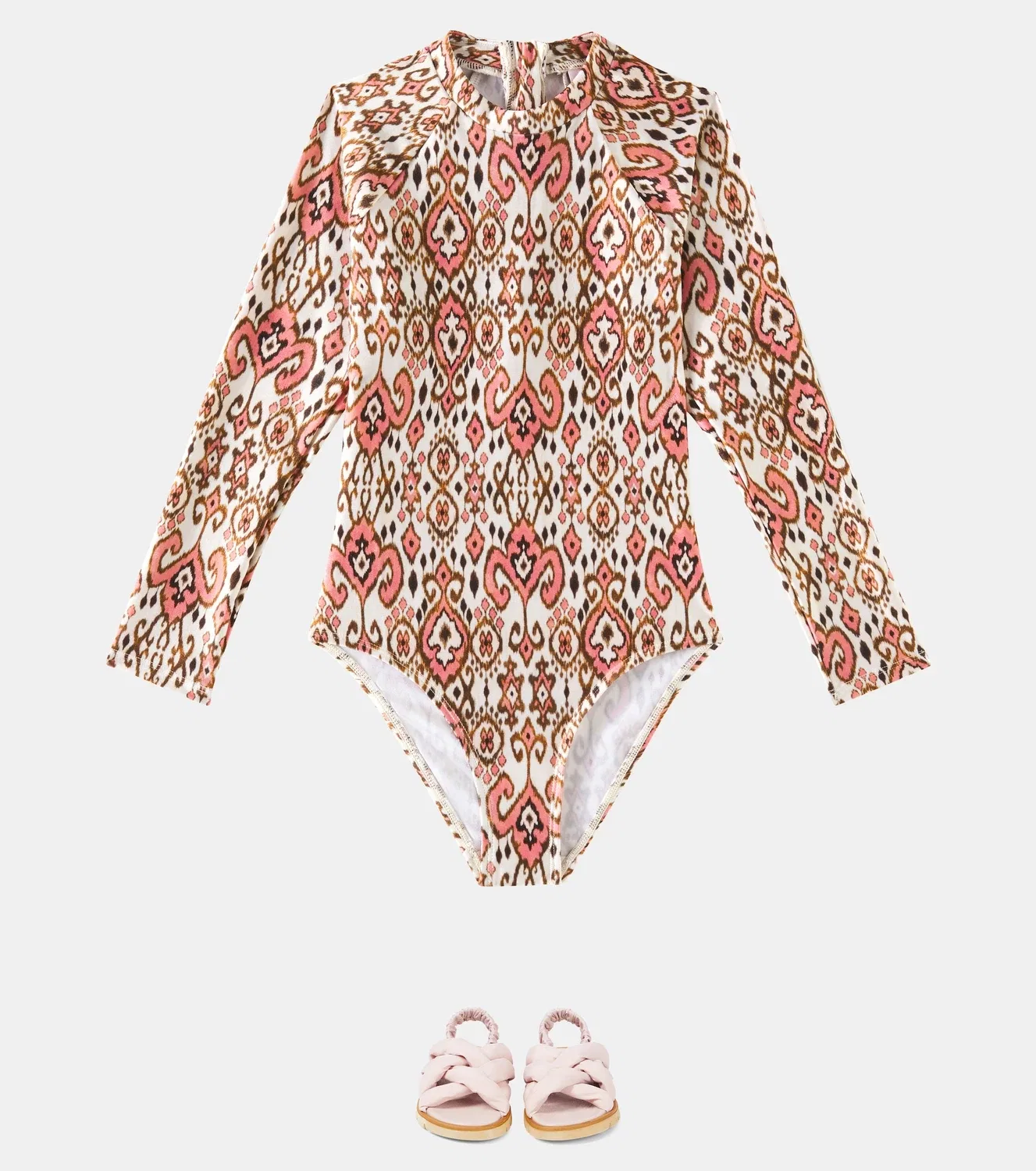 Купальный топ с принтом Zimmermann Kids, Peach Ikat — фото 2