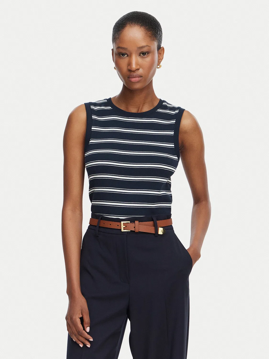 Женский топ облегающего кроя Multistripe Tommy Hilfiger, темно-синий