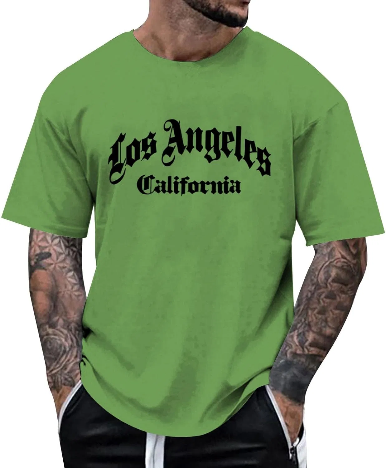 Мужская футболка с принтом Los Angeles California Generic, Green
