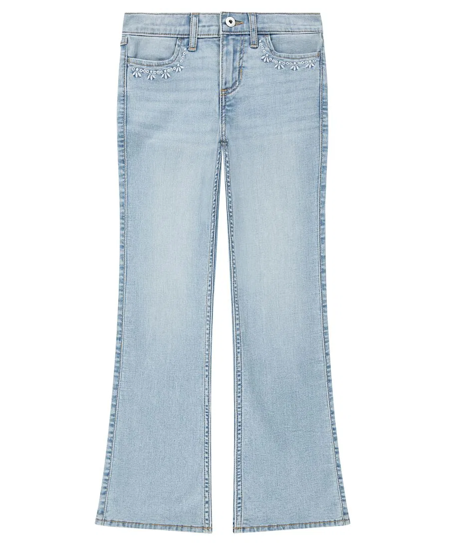 Джинсы-клеш с заниженной талией с люверсами Abercrombie Kids, Light Pasblue