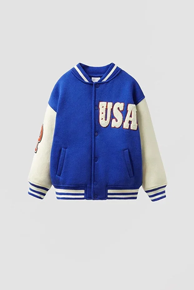 Детская куртка-бомбер с принтом Havisa Kids, Saks Blue