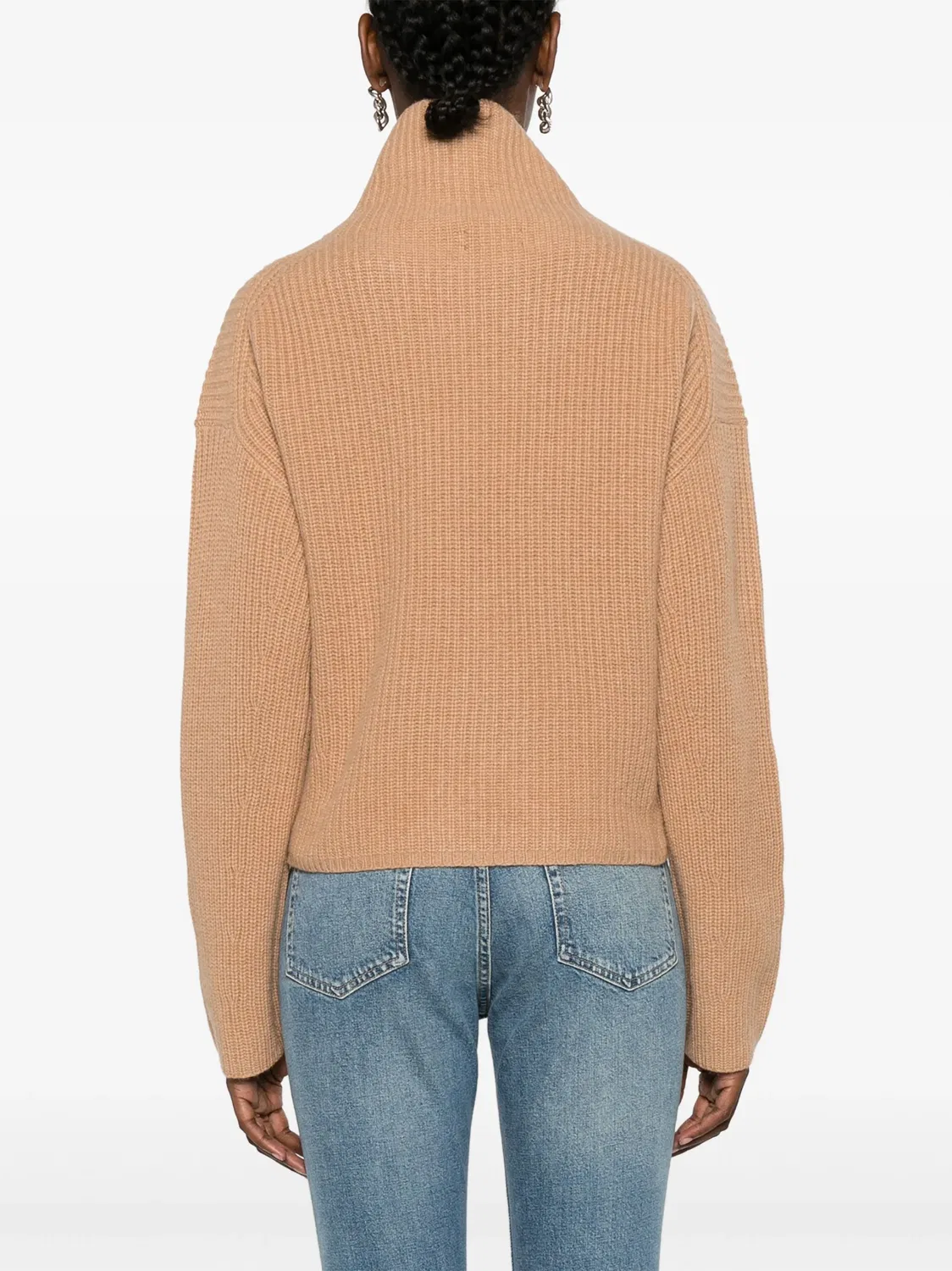 Свитер с высоким воротником изChunky Knit Polo Ralph Lauren, светло-коричневый — фото 3