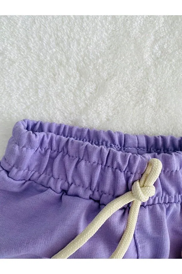 Детские спортивные штаны для девочек с принтом Ayliz Bebe, Lila — фото 2