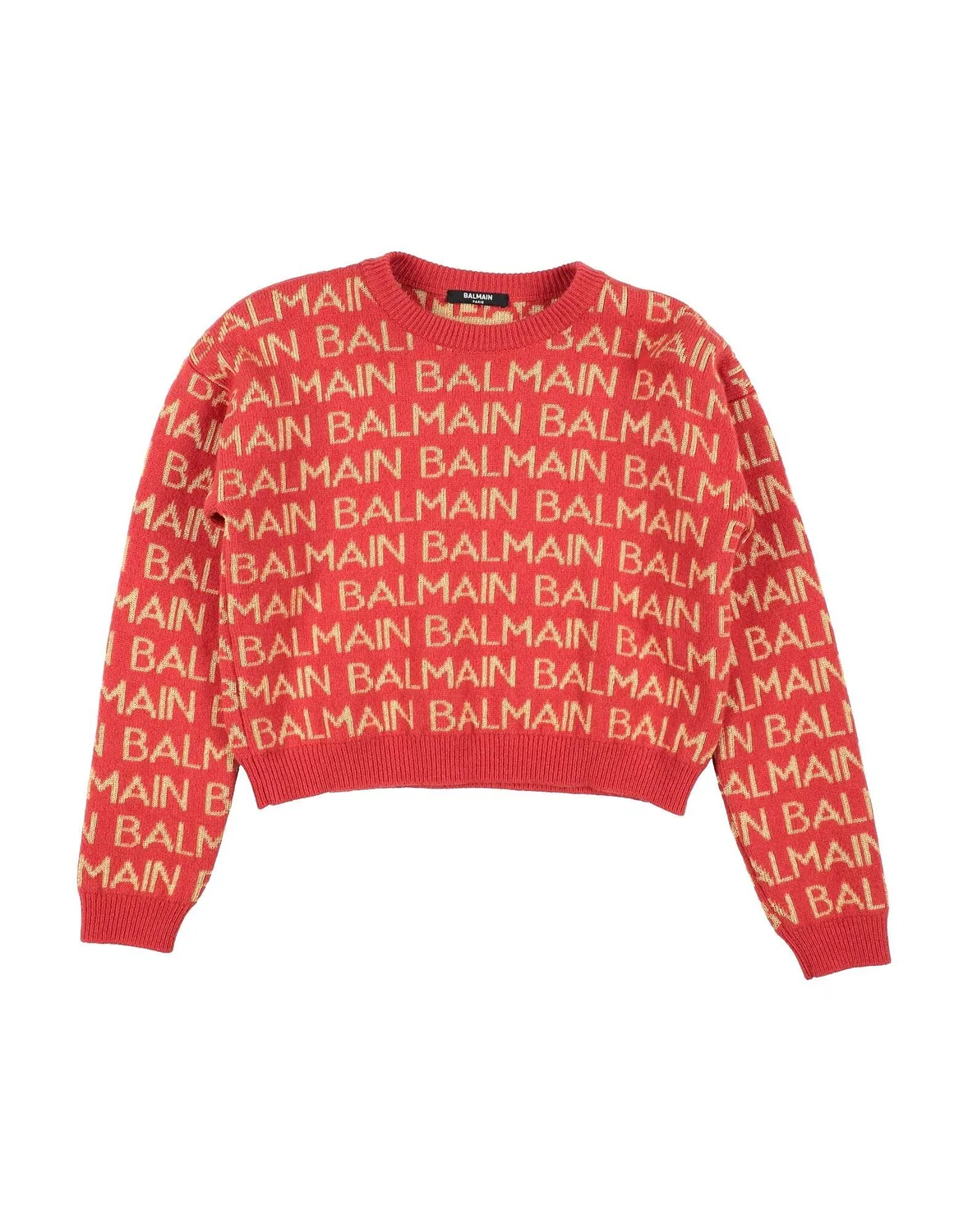 Джемпер с принтом Jacquard-Knit Balmain, красный
