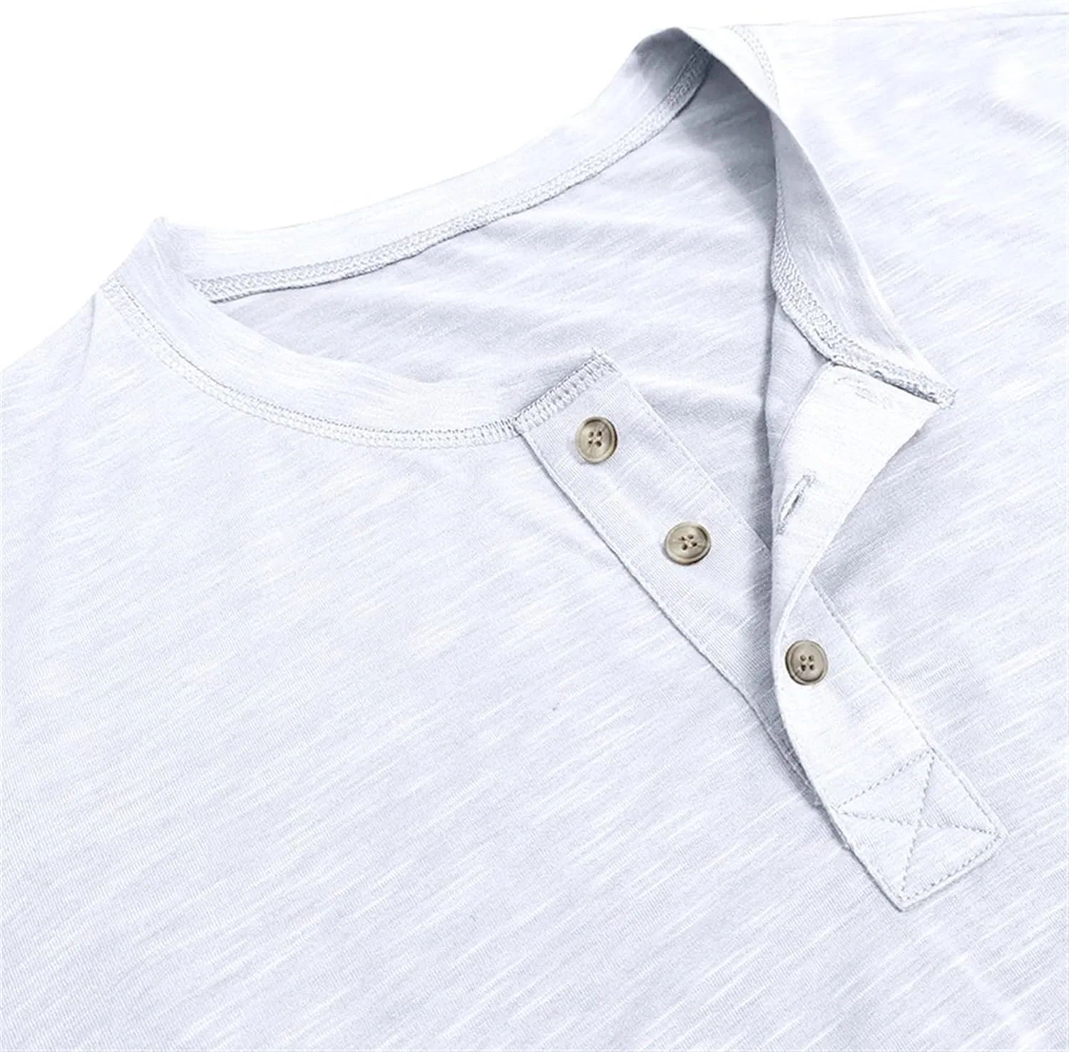 Мужская V-образная футболка с пуговицами на планке Stretchy, White — фото 3