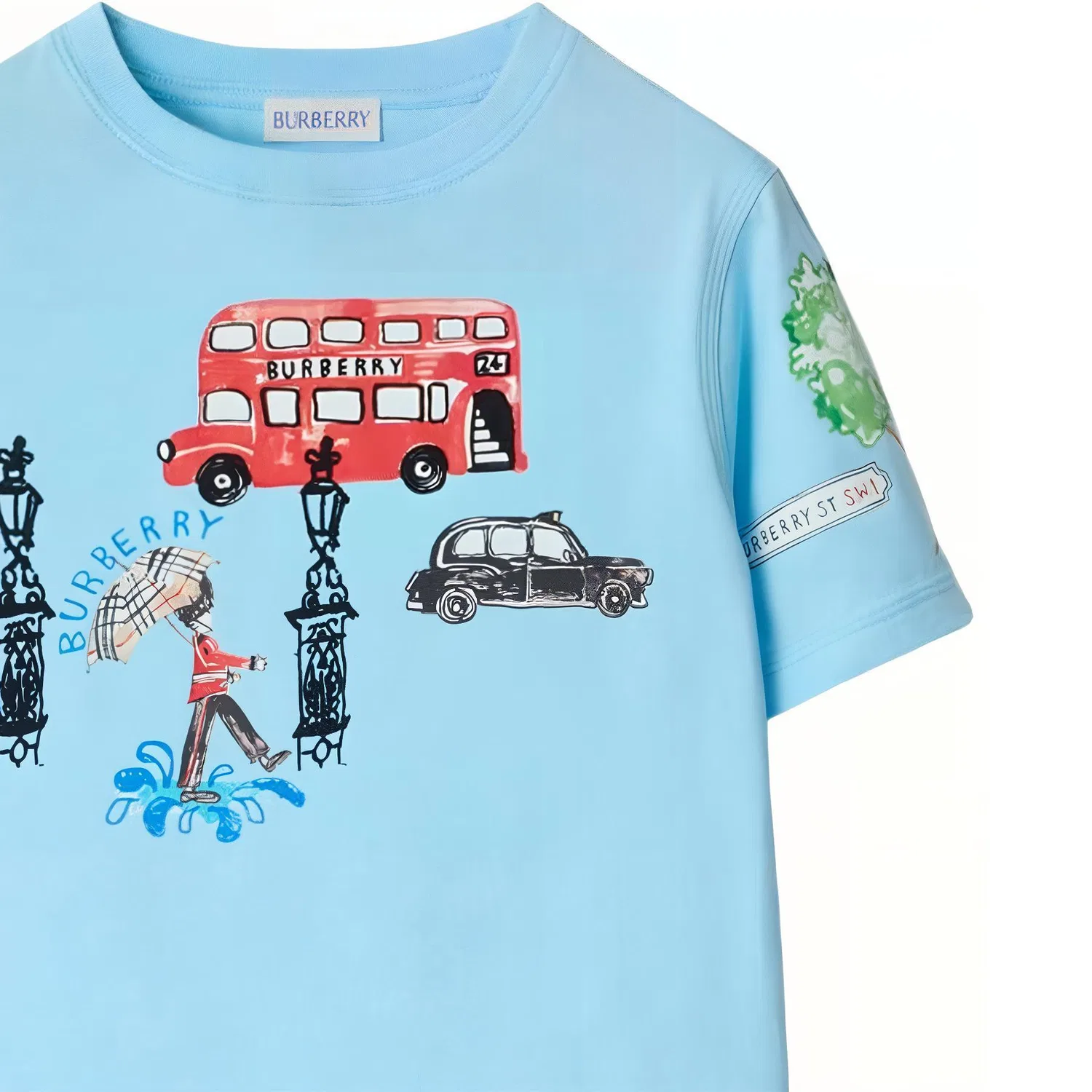Футболка детская с круглым вырезом Burberry, Sky Blue — фото 4
