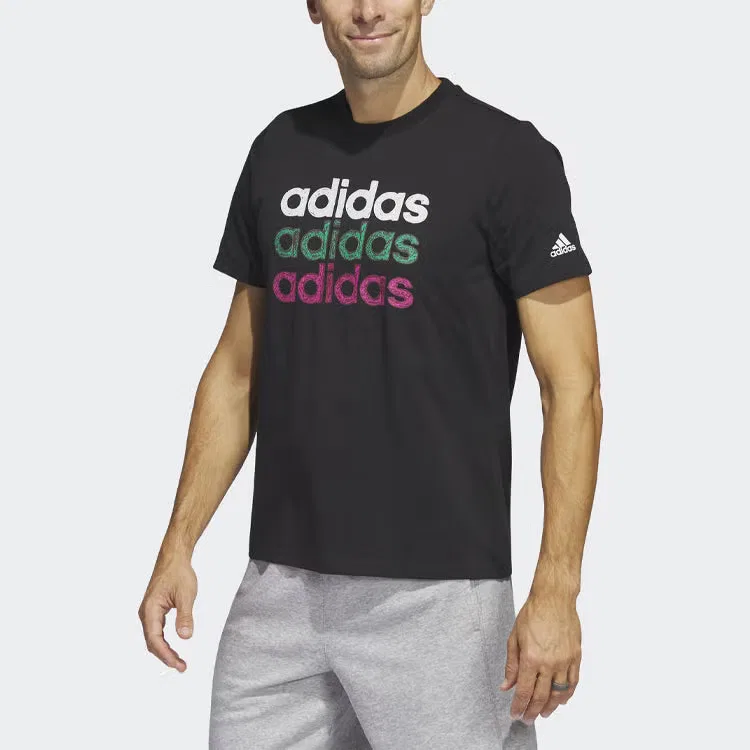 Футболка с принтом Multilinear Adidas, черный — фото 2