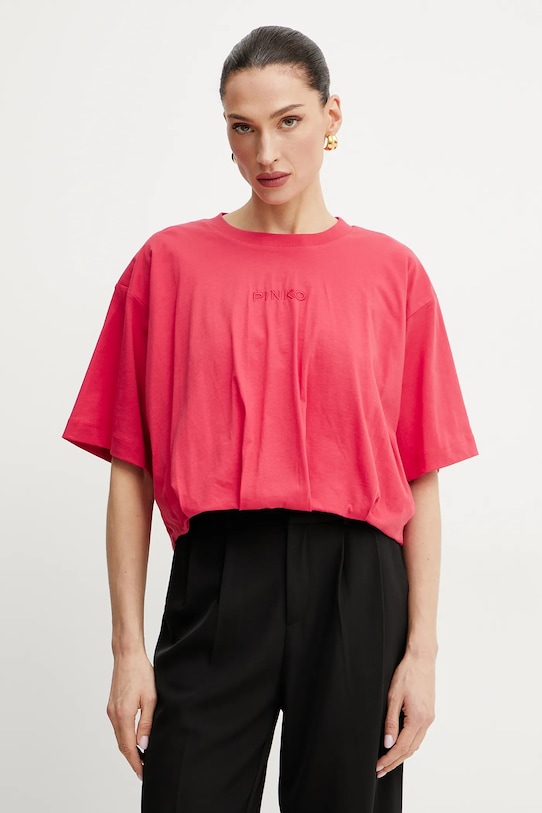 

Хлопковая футболка Pinko, красный
