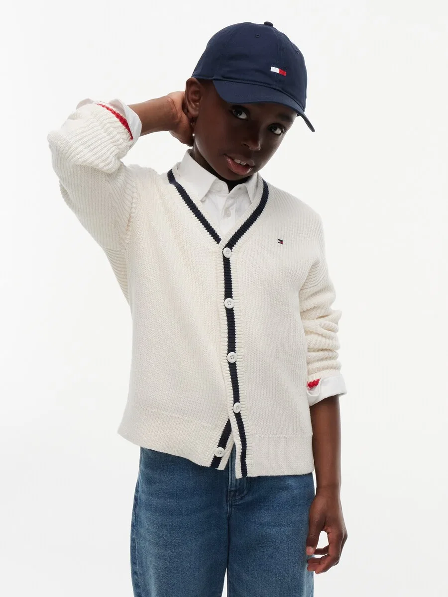 Вязаный кардиган TOMMY HILFIGER цвета слоновой кости — фото 2