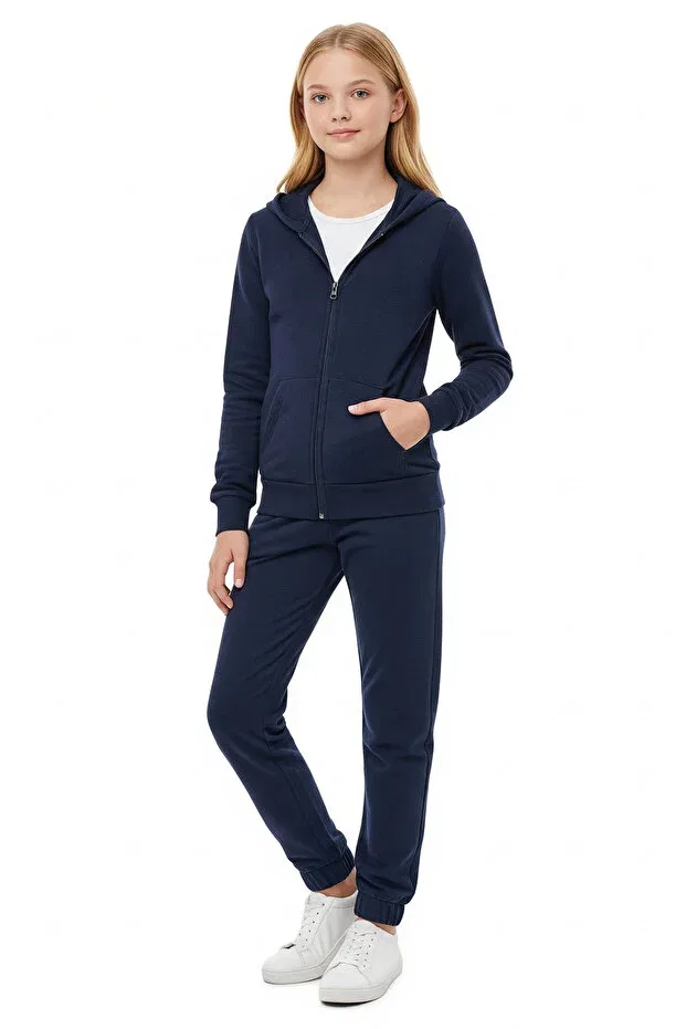 Детский спортивный костюм для девочек с капюшоном Panios Kids, Navy Blue