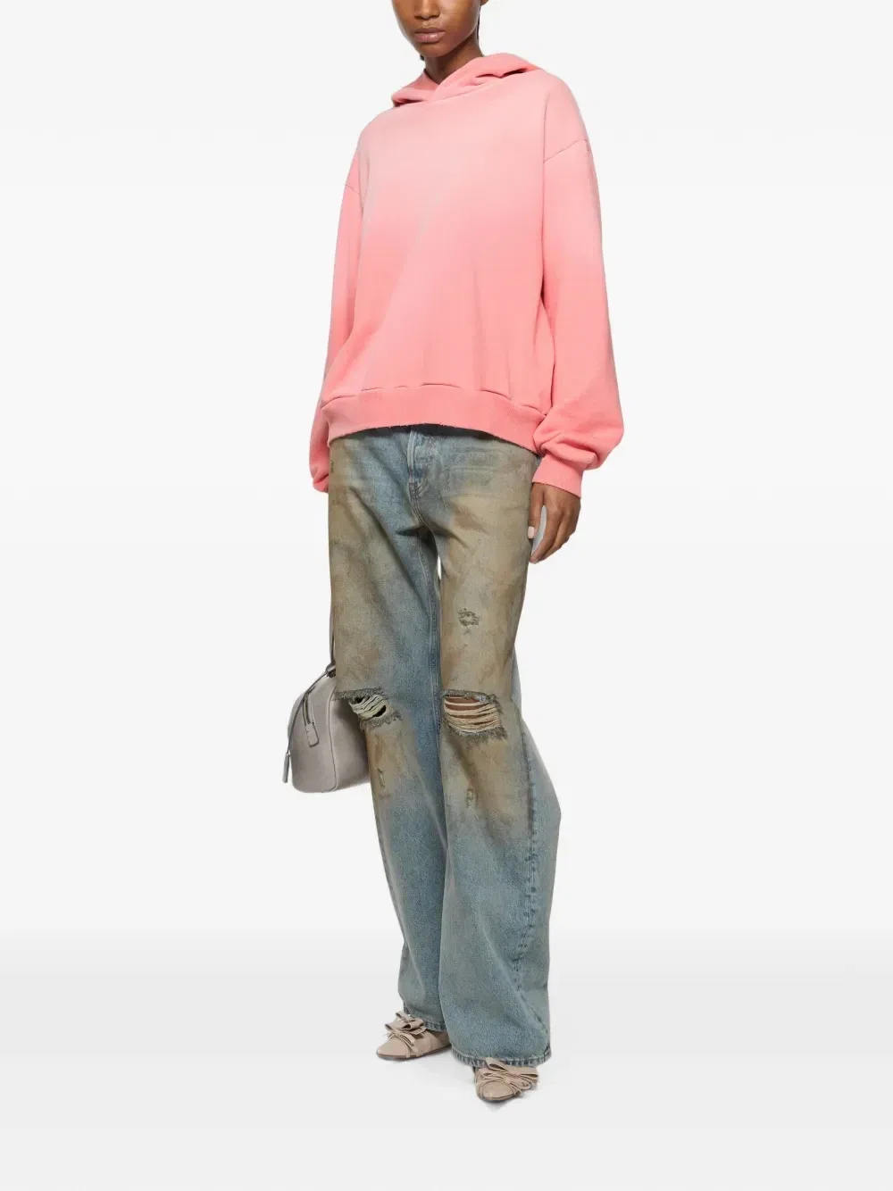 Худи из флиса с логотипом Acne Studios, розовый — фото 2