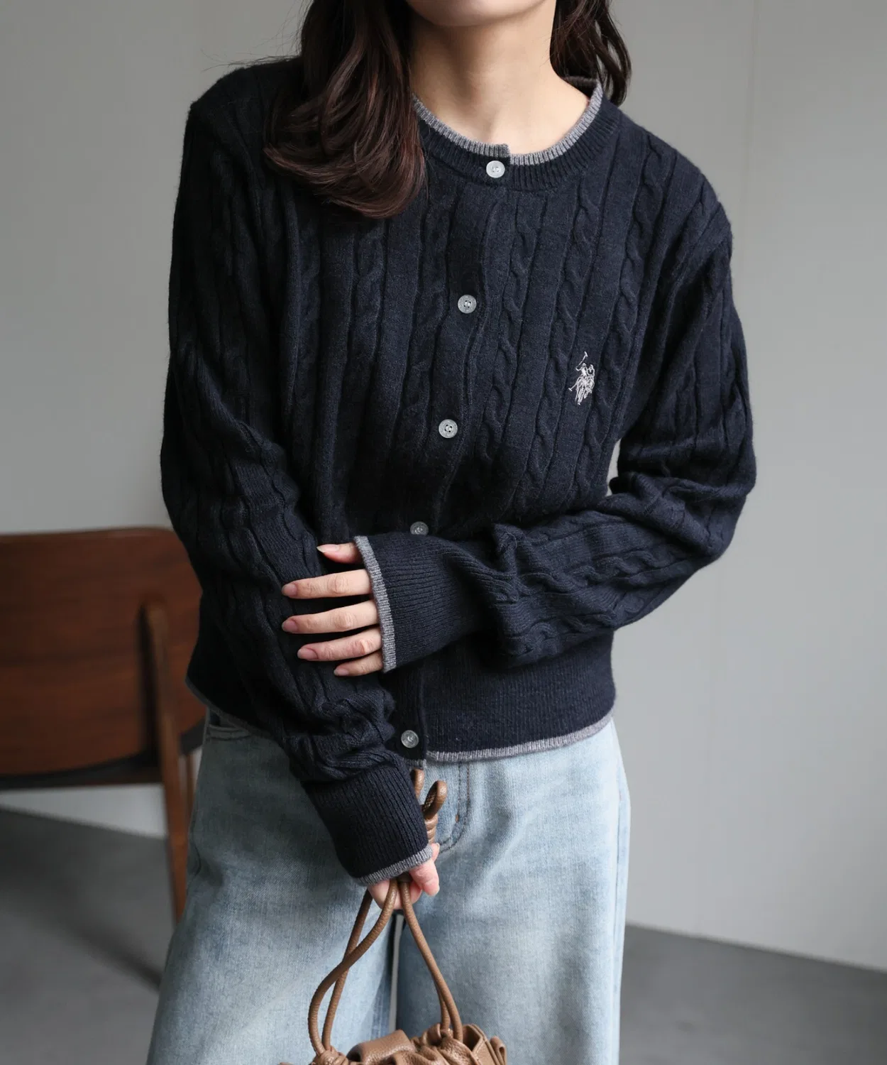 Женский кардиган с длинным рукавомU.S. POLO ASSN., Navy