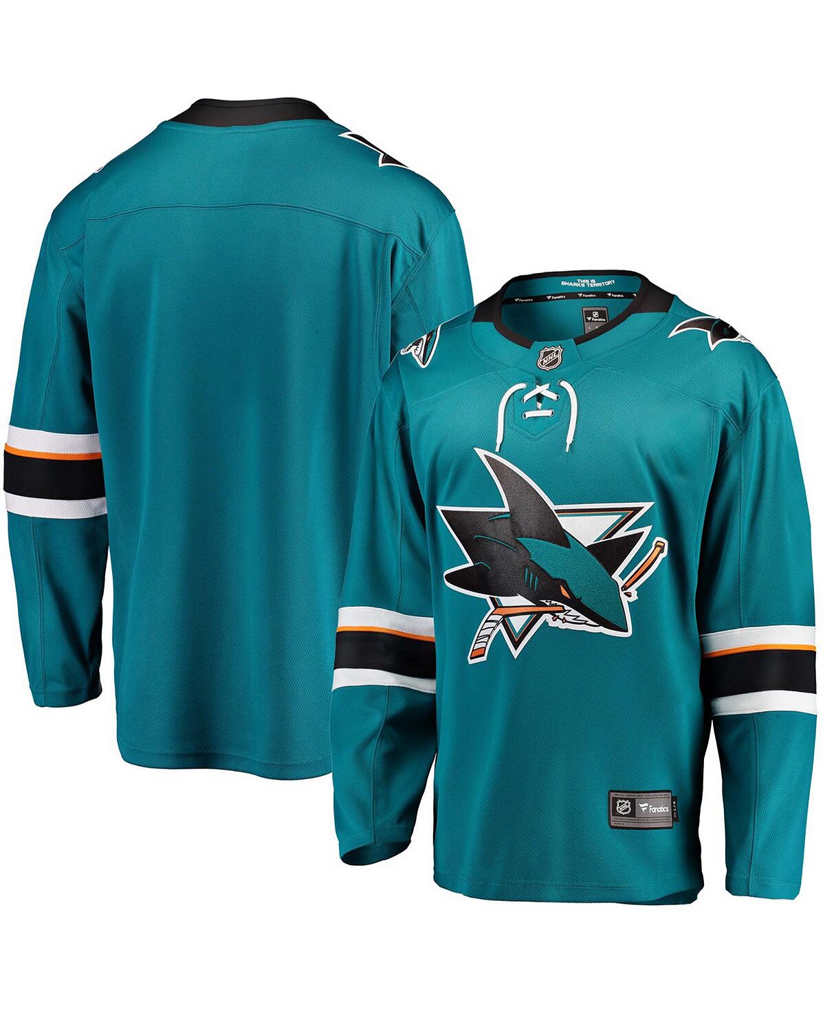 Фирменное мужское джерси san jose sharks breakaway home Fanatics, бирюзовый - фото